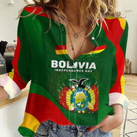 Bolivia Independence Day Women Casual Shirt Coat Of Arms Libre Y Soberana Heritage Art Broken Chains