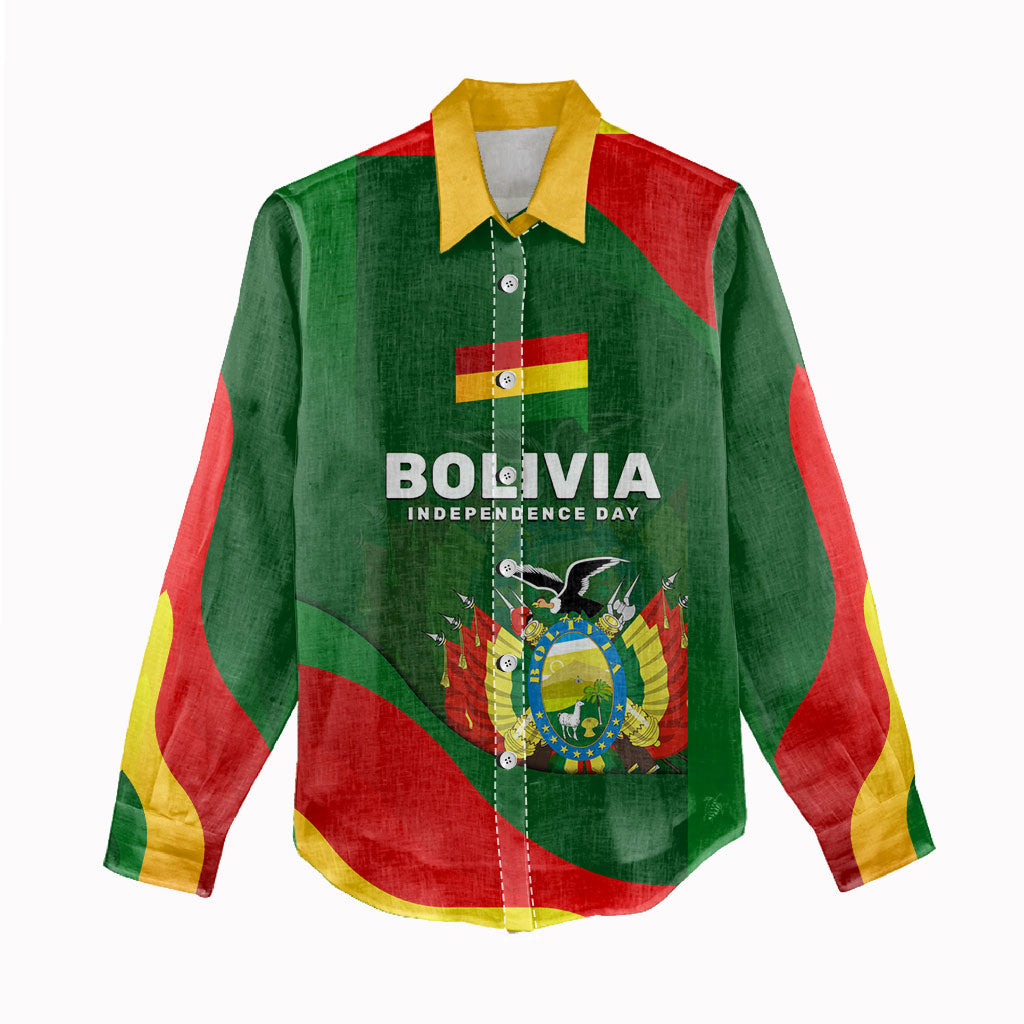 Bolivia Independence Day Women Casual Shirt Coat Of Arms Libre Y Soberana Heritage Art Broken Chains