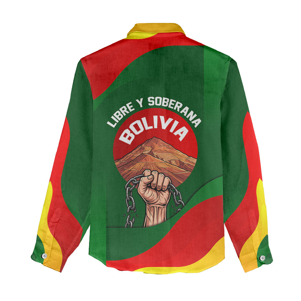 Bolivia Independence Day Women Casual Shirt Coat Of Arms Libre Y Soberana Heritage Art Broken Chains
