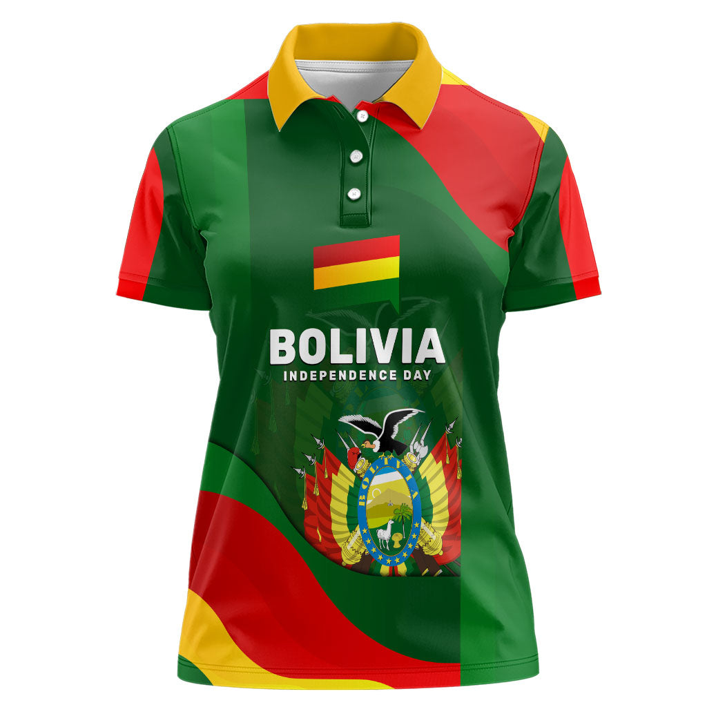 Bolivia Independence Day Women Polo Shirt Coat Of Arms Libre Y Soberana Heritage Art Broken Chains