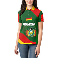 Bolivia Independence Day Women Polo Shirt Coat Of Arms Libre Y Soberana Heritage Art Broken Chains