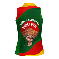 Bolivia Independence Day Women Sleeveless Polo Shirt Coat Of Arms Libre Y Soberana Heritage Art Broken Chains