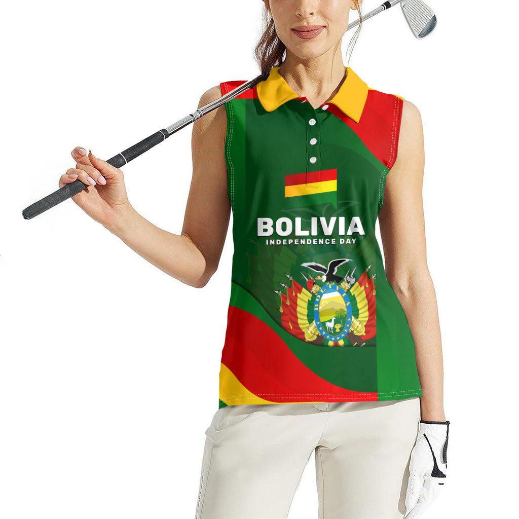 Bolivia Independence Day Women Sleeveless Polo Shirt Coat Of Arms Libre Y Soberana Heritage Art Broken Chains