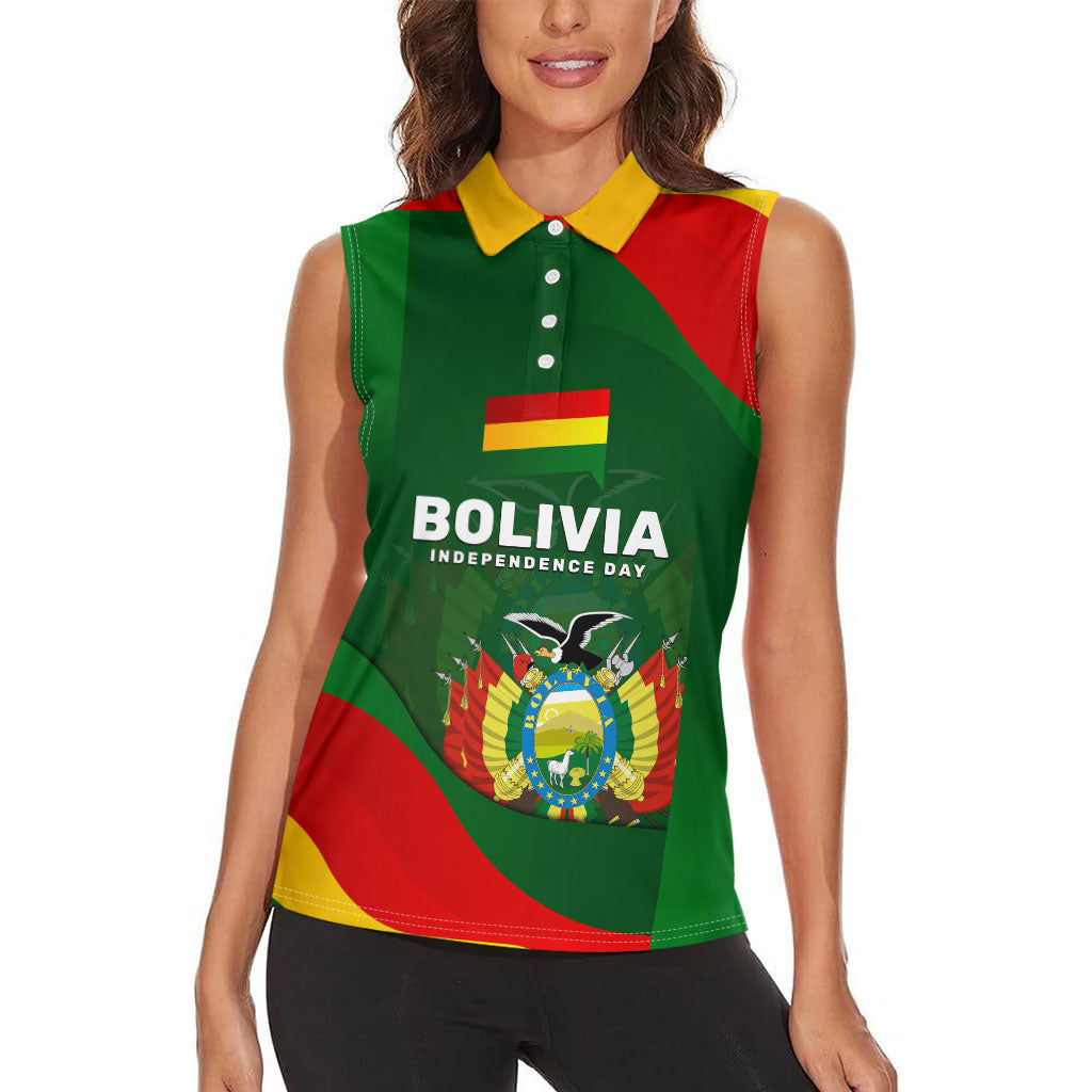 Bolivia Independence Day Women Sleeveless Polo Shirt Coat Of Arms Libre Y Soberana Heritage Art Broken Chains