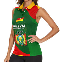Bolivia Independence Day Women Sleeveless Polo Shirt Coat Of Arms Libre Y Soberana Heritage Art Broken Chains