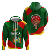 Bolivia Independence Day Zip Hoodie Coat Of Arms Libre Y Soberana Heritage Art Broken Chains