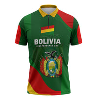 Bolivia Independence Day Zipper Polo Shirt Coat Of Arms Libre Y Soberana Heritage Art Broken Chains