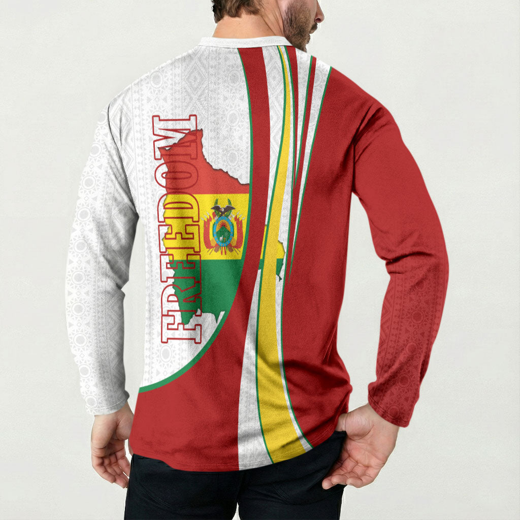 Bolivia Independence Day Map Flag Button Sweatshirt Freedom Heritage National Coat Of Arms Accents