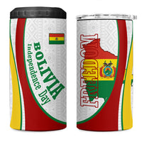 Bolivia Independence Day Map Flag 4 in 1 Can Cooler Tumbler Freedom Heritage National Coat Of Arms Accents
