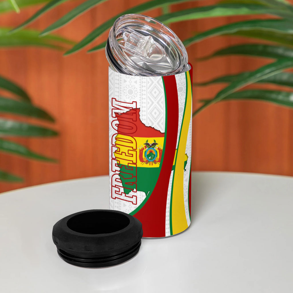 Bolivia Independence Day Map Flag 4 in 1 Can Cooler Tumbler Freedom Heritage National Coat Of Arms Accents