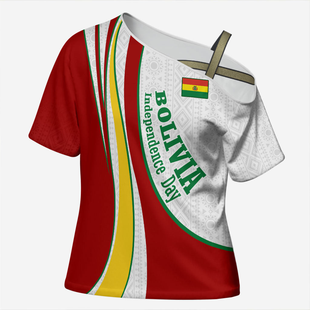 Bolivia Independence Day Map Flag Cross Shoulder Shirt Freedom Heritage National Coat Of Arms Accents