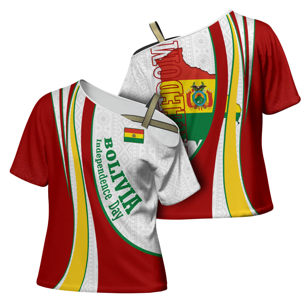 Bolivia Independence Day Map Flag Cross Shoulder Shirt Freedom Heritage National Coat Of Arms Accents