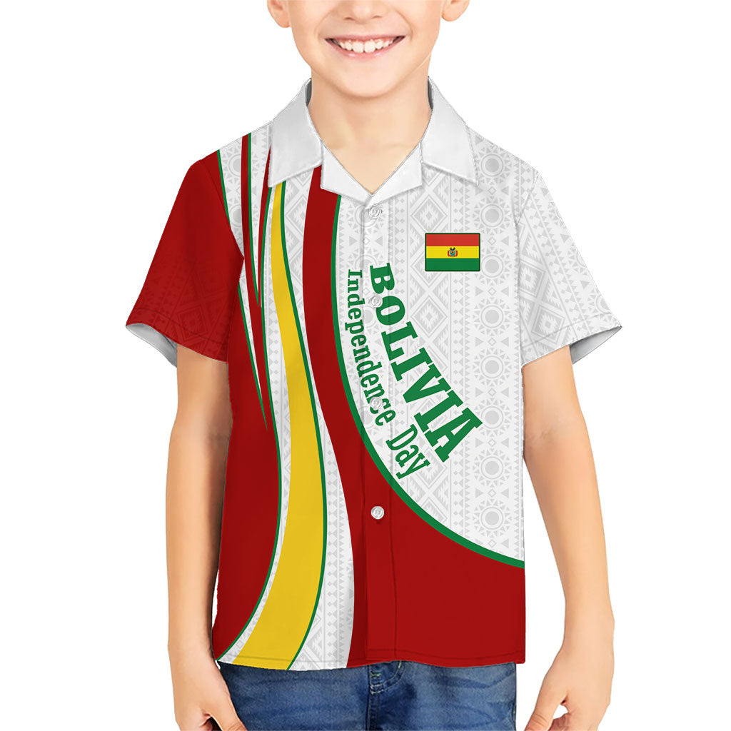 Bolivia Independence Day Map Flag Kid Hawaiian Shirt Freedom Heritage National Coat Of Arms Accents