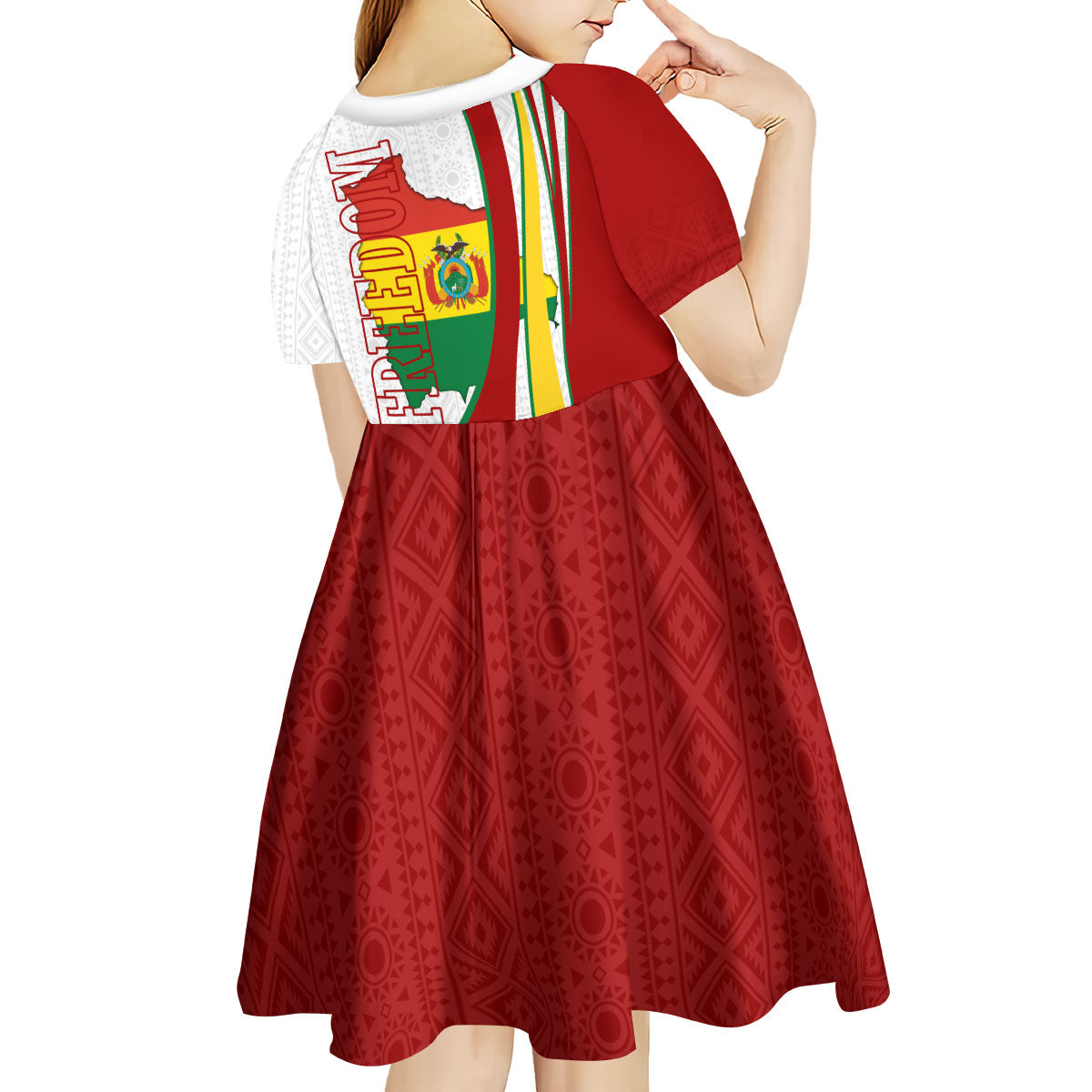 Bolivia Independence Day Map Flag Kid Short Sleeve Dress Freedom Heritage National Coat Of Arms Accents