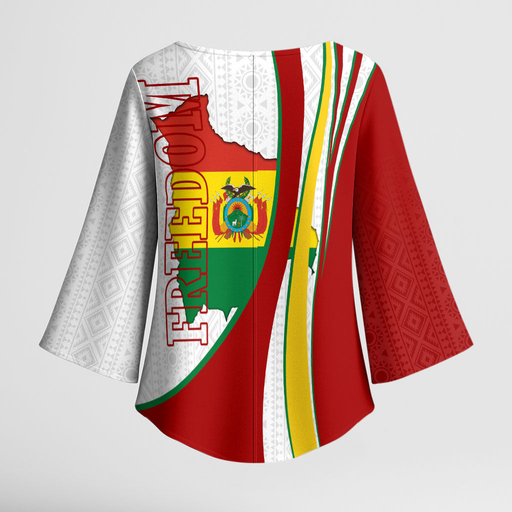 Bolivia Independence Day Map Flag Kimono Sleeve Blouse Freedom Heritage National Coat Of Arms Accents