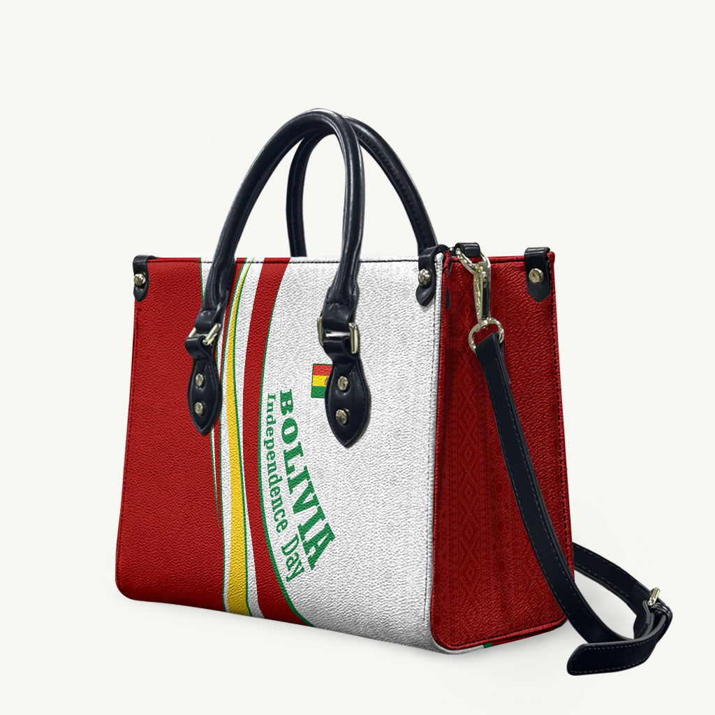 Bolivia Independence Day Map Flag Leather Bag Freedom Heritage National Coat Of Arms Accents