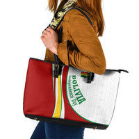 Bolivia Independence Day Map Flag Leather Tote Bag Freedom Heritage National Coat Of Arms Accents