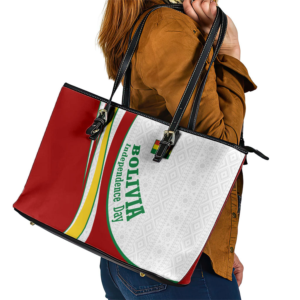 Bolivia Independence Day Map Flag Leather Tote Bag Freedom Heritage National Coat Of Arms Accents