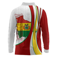 Bolivia Independence Day Map Flag Long Sleeve Polo Shirt Freedom Heritage National Coat Of Arms Accents
