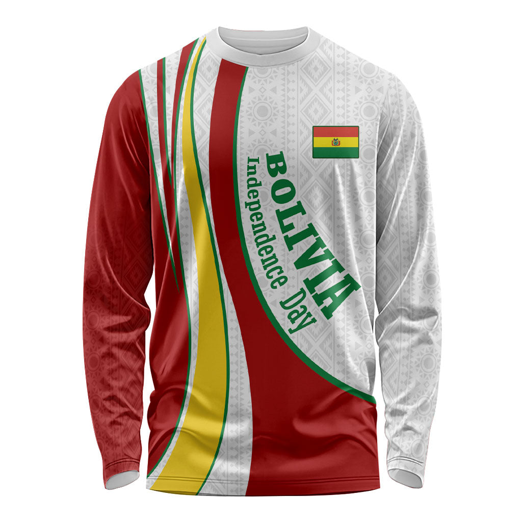 Bolivia Independence Day Map Flag Long Sleeve Shirt Freedom Heritage National Coat Of Arms Accents