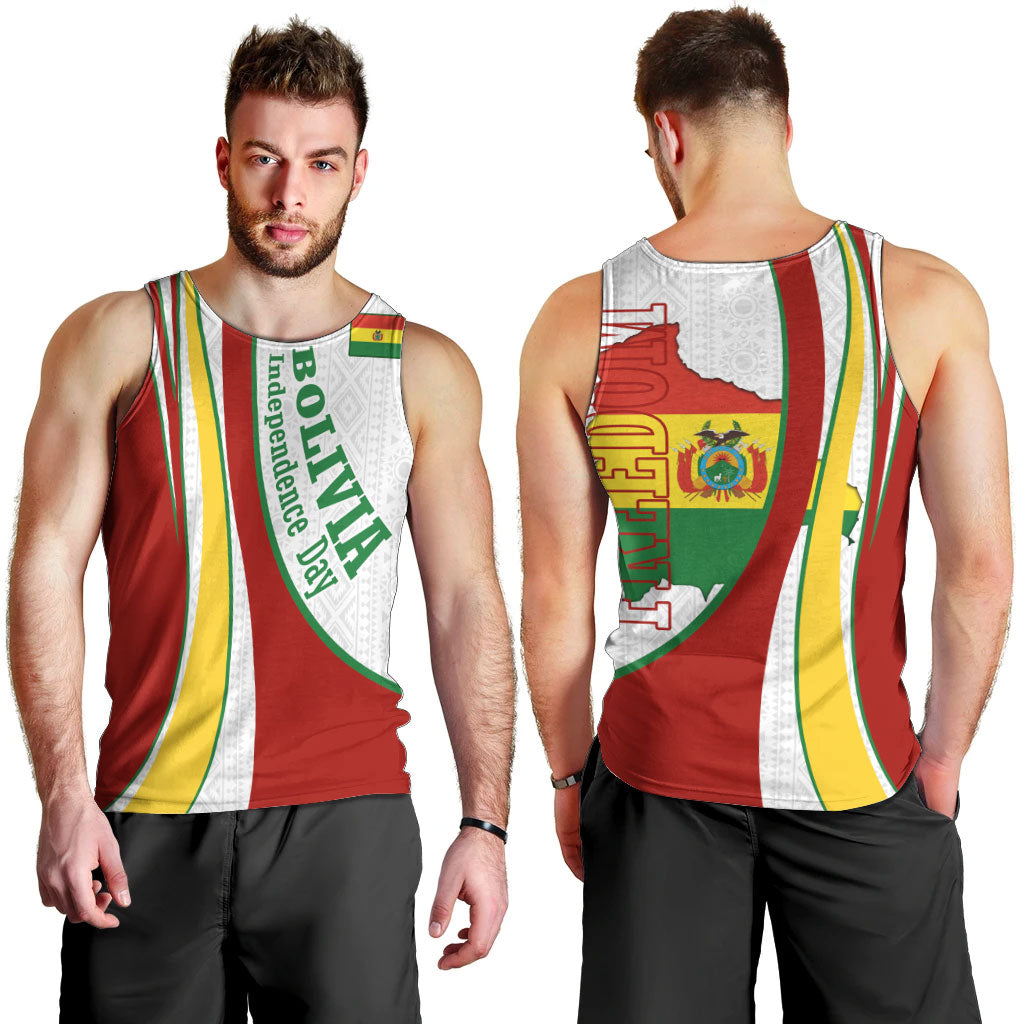 Bolivia Independence Day Map Flag Men Tank Top Freedom Heritage National Coat Of Arms Accents