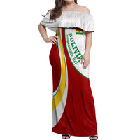 Bolivia Independence Day Map Flag Off Shoulder Maxi Dress Freedom Heritage National Coat Of Arms Accents
