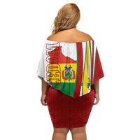 Bolivia Independence Day Map Flag Off Shoulder Short Dress Freedom Heritage National Coat Of Arms Accents