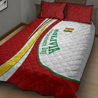 Bolivia Independence Day Map Flag Quilt Bed Set Freedom Heritage National Coat Of Arms Accents