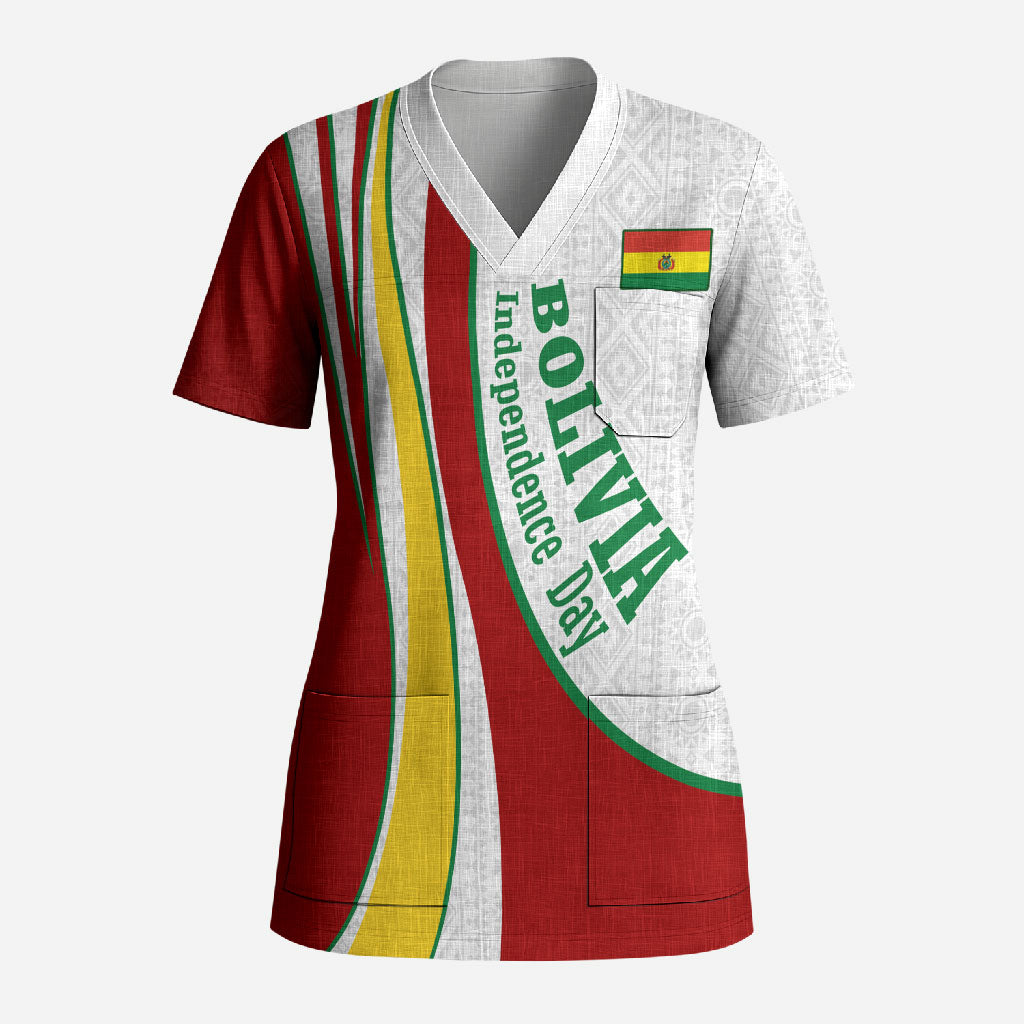 Bolivia Independence Day Map Flag Scrub Top Freedom Heritage National Coat Of Arms Accents