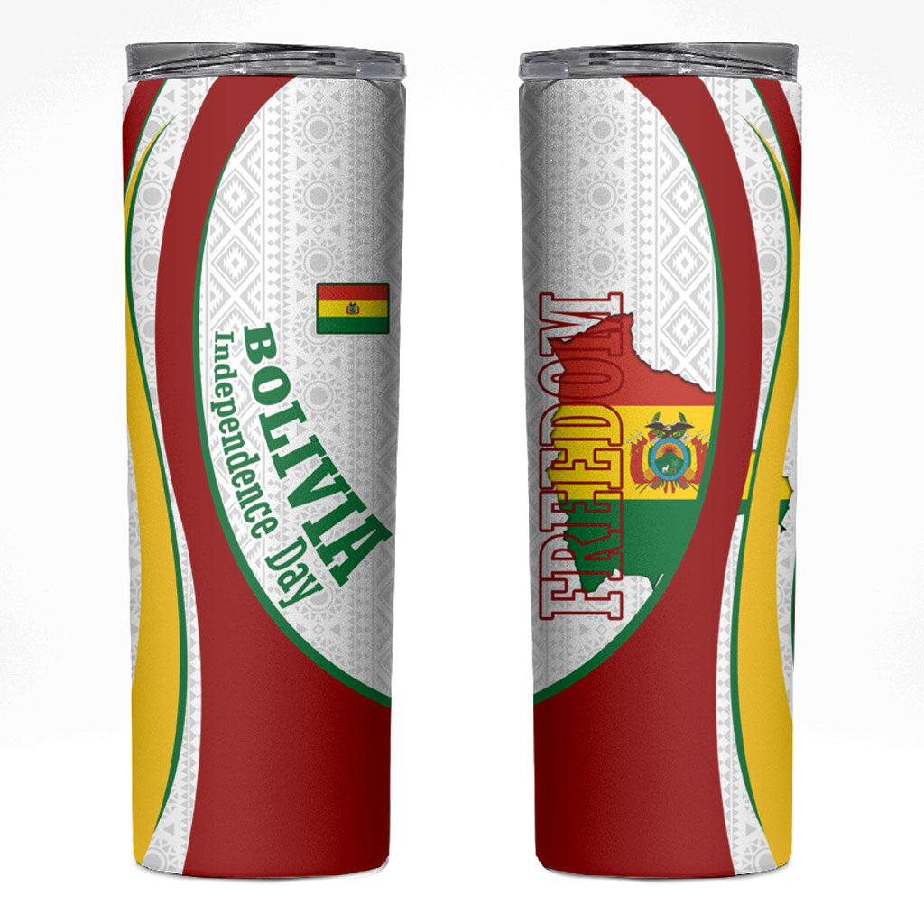 Bolivia Independence Day Map Flag Skinny Tumbler Freedom Heritage National Coat Of Arms Accents