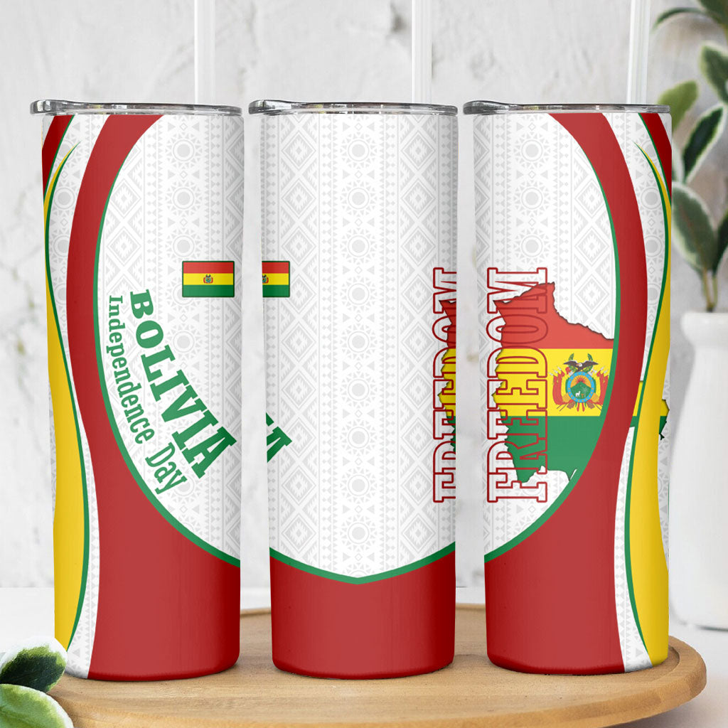 Bolivia Independence Day Map Flag Skinny Tumbler Freedom Heritage National Coat Of Arms Accents