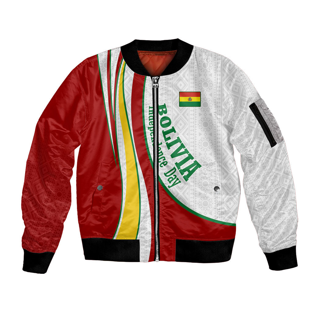 Bolivia Independence Day Map Flag Sleeve Zip Bomber Jacket Freedom Heritage National Coat Of Arms Accents