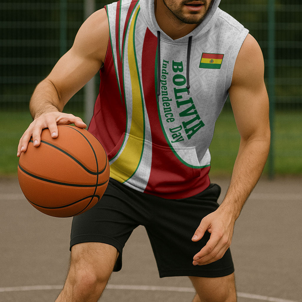 Bolivia Independence Day Map Flag Sleeveless Hoodie Freedom Heritage National Coat Of Arms Accents