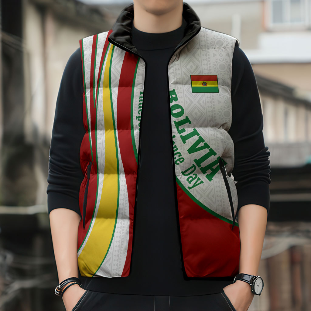 Bolivia Independence Day Map Flag Sleeveless Puffer Jacket Freedom Heritage National Coat Of Arms Accents