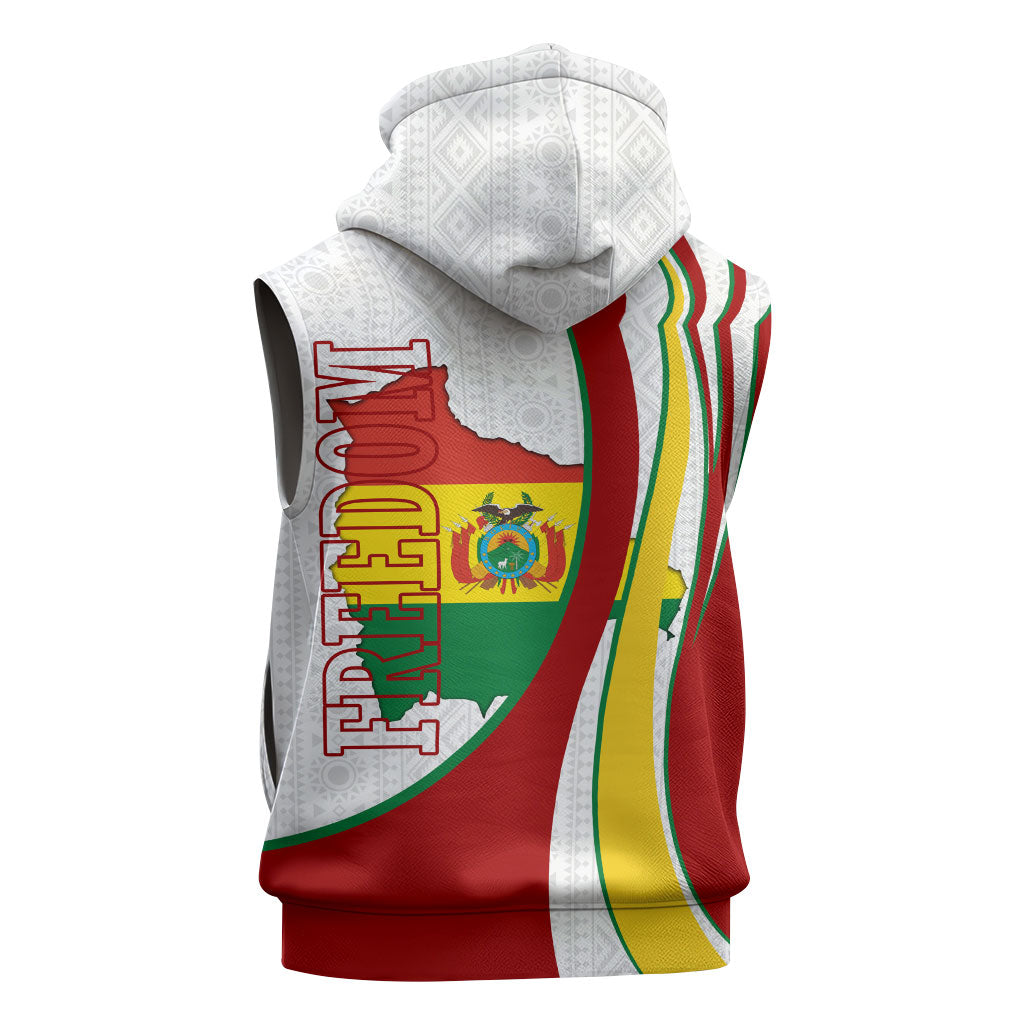 Bolivia Independence Day Map Flag Sleeveless Zip Hoodie Freedom Heritage National Coat Of Arms Accents