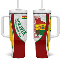 Bolivia Independence Day Map Flag Tumbler With Handle Freedom Heritage National Coat Of Arms Accents