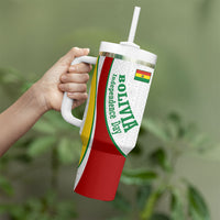 Bolivia Independence Day Map Flag Tumbler With Handle Freedom Heritage National Coat Of Arms Accents