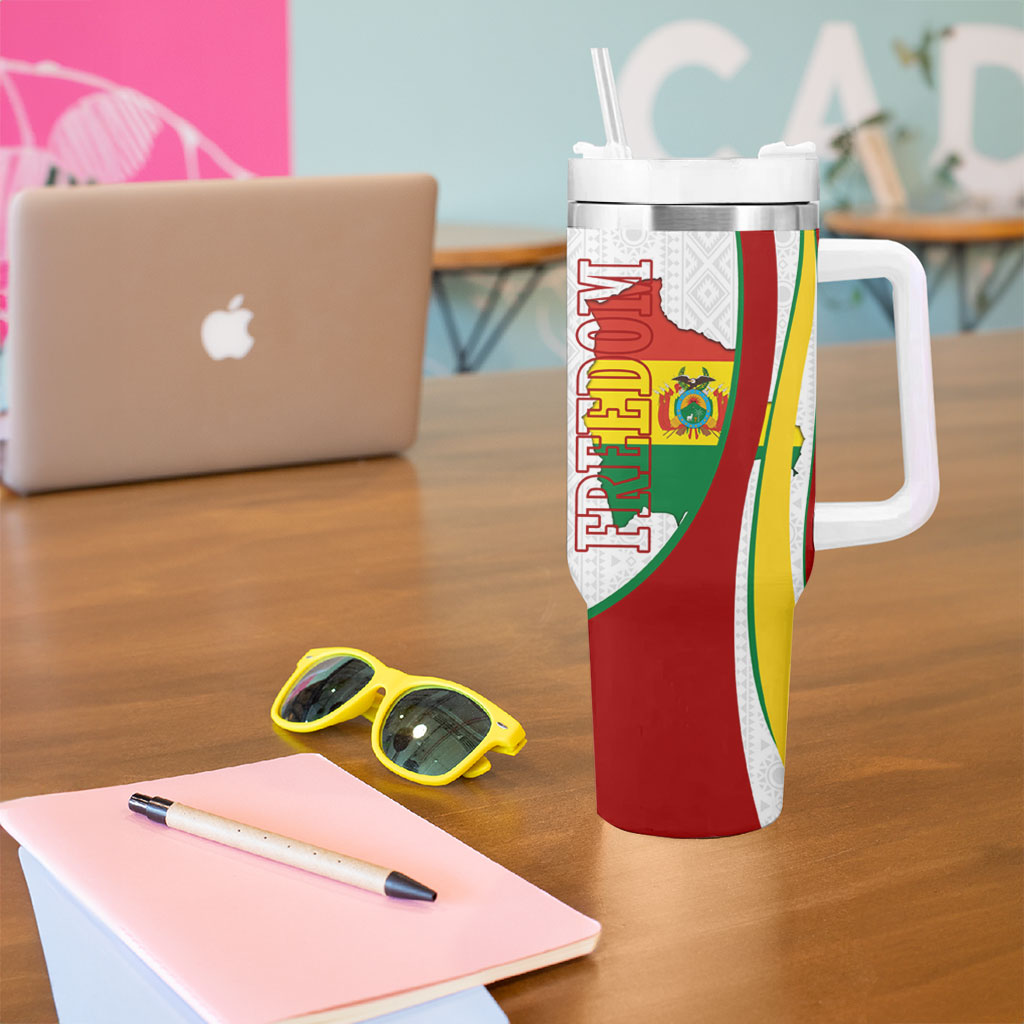 Bolivia Independence Day Map Flag Tumbler With Handle Freedom Heritage National Coat Of Arms Accents