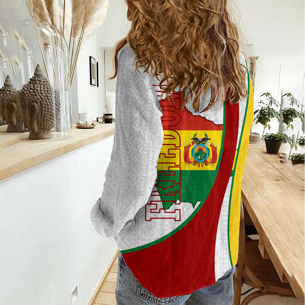 Bolivia Independence Day Map Flag Women Casual Shirt Freedom Heritage National Coat Of Arms Accents