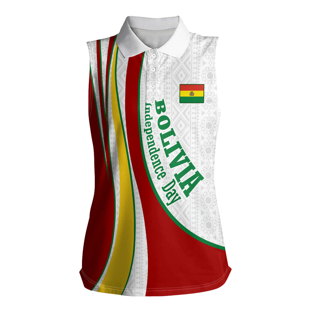 Bolivia Independence Day Map Flag Women Sleeveless Polo Shirt Freedom Heritage National Coat Of Arms Accents