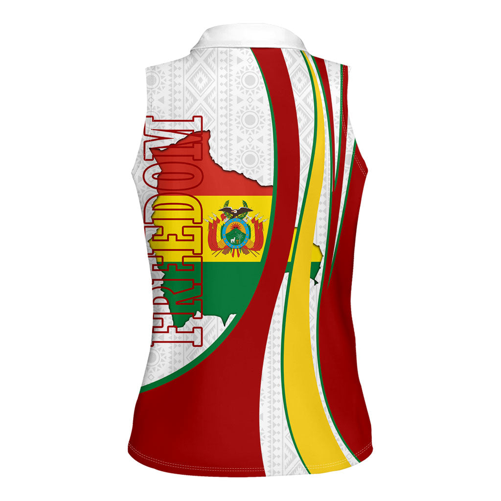 Bolivia Independence Day Map Flag Women Sleeveless Polo Shirt Freedom Heritage National Coat Of Arms Accents