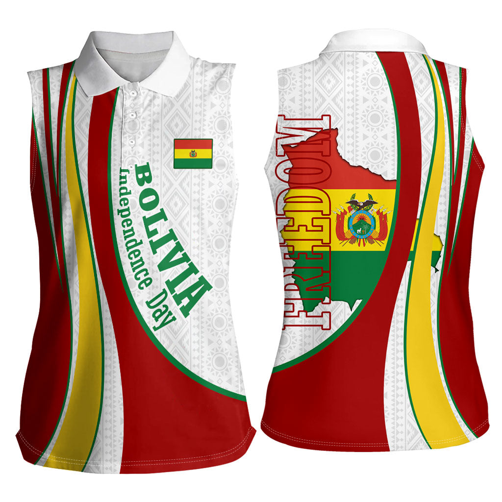 Bolivia Independence Day Map Flag Women Sleeveless Polo Shirt Freedom Heritage National Coat Of Arms Accents