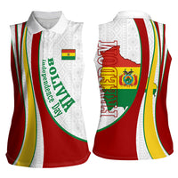 Bolivia Independence Day Map Flag Women Sleeveless Polo Shirt Freedom Heritage National Coat Of Arms Accents