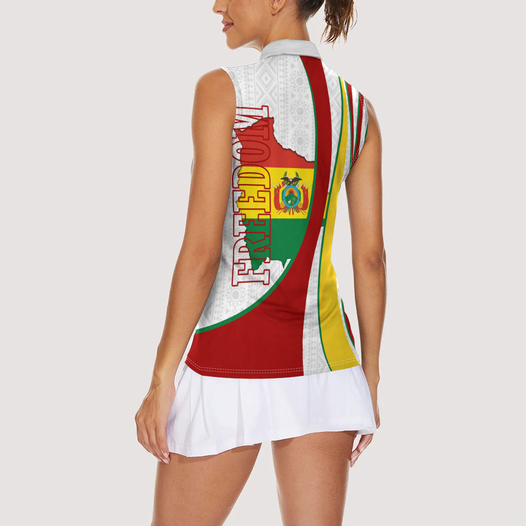 Bolivia Independence Day Map Flag Women Sleeveless Polo Shirt Freedom Heritage National Coat Of Arms Accents