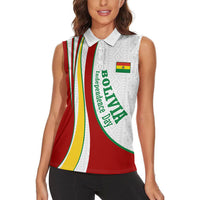 Bolivia Independence Day Map Flag Women Sleeveless Polo Shirt Freedom Heritage National Coat Of Arms Accents