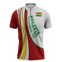 Bolivia Independence Day Map Flag Zipper Polo Shirt Freedom Heritage National Coat Of Arms Accents