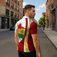 Bolivia Independence Day Map Flag Zipper Polo Shirt Freedom Heritage National Coat Of Arms Accents