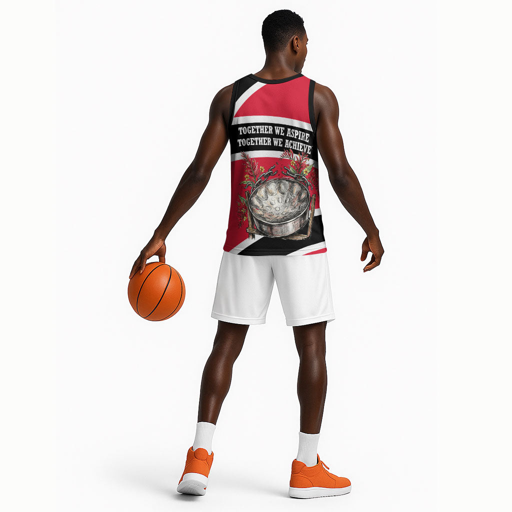 Trinidad And Tobago Independence Day Scarlet Ibis Basketball Jersey Steelpan Heritage National Flag