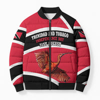 Trinidad And Tobago Independence Day Scarlet Ibis Bomber Puffer Jacket Steelpan Heritage National Flag