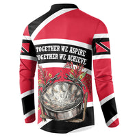 Trinidad And Tobago Independence Day Scarlet Ibis Button Sweatshirt Steelpan Heritage National Flag